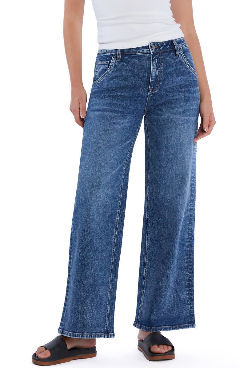 HINT OF BLU Ella High Waist Wide Leg Jeans, Main, color, Night Blue