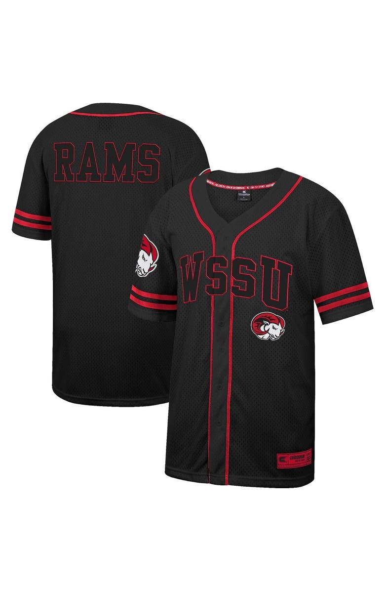 COLOSSEUM Men's Colosseum Black Winston-Salem State Rams Free Spirited Mesh Button-Up Baseball Jersey, Main, color, 