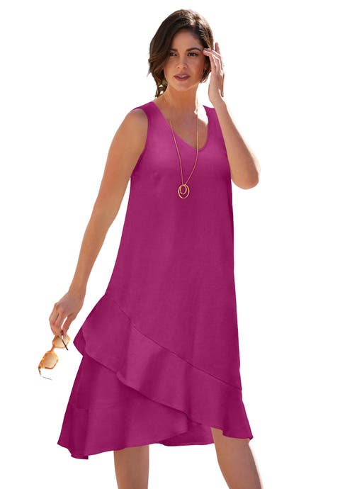 Linen Flounce Dress (Plus)