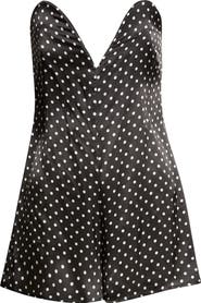 Jean Paul Gaultier Polka Dot Strapless Silk Satin Bustier Romper