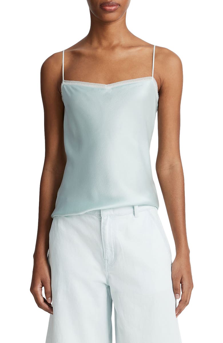 Vince Layered Chiffon Trim Camisole, Main, color, Sea Star