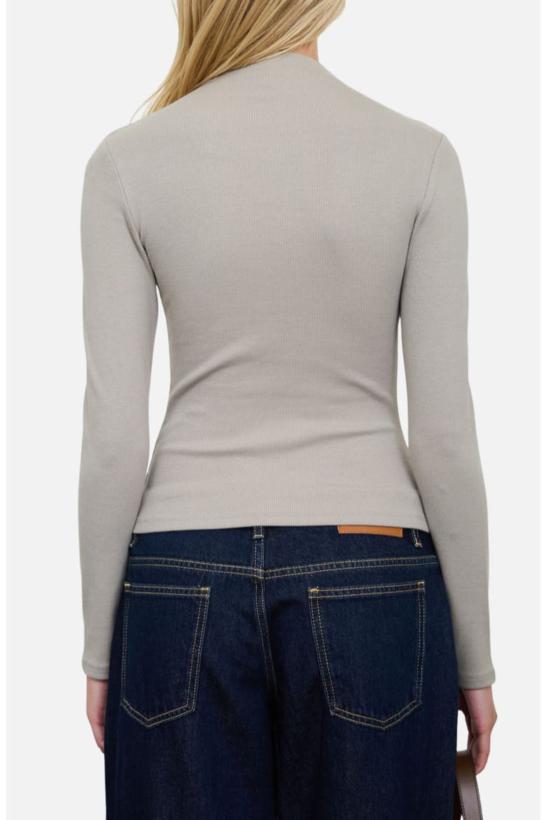 Mock Neck Long Sleeve Ribbed Knit Top, Alternate, color, DUSTY SAGE