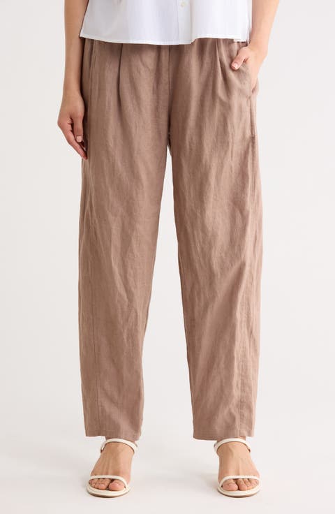 Pleated Organic Linen Lantern Pants