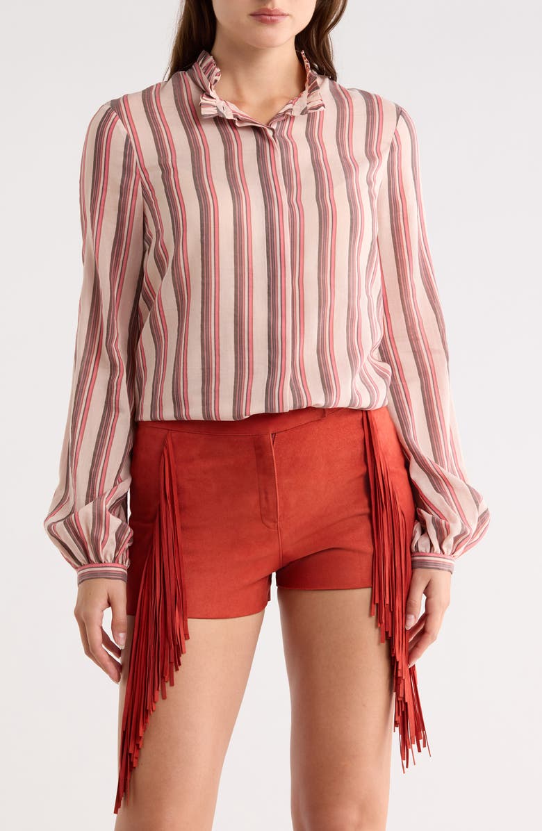 Longchamp Stripe Button-Up Shirt, Main, color, Powder