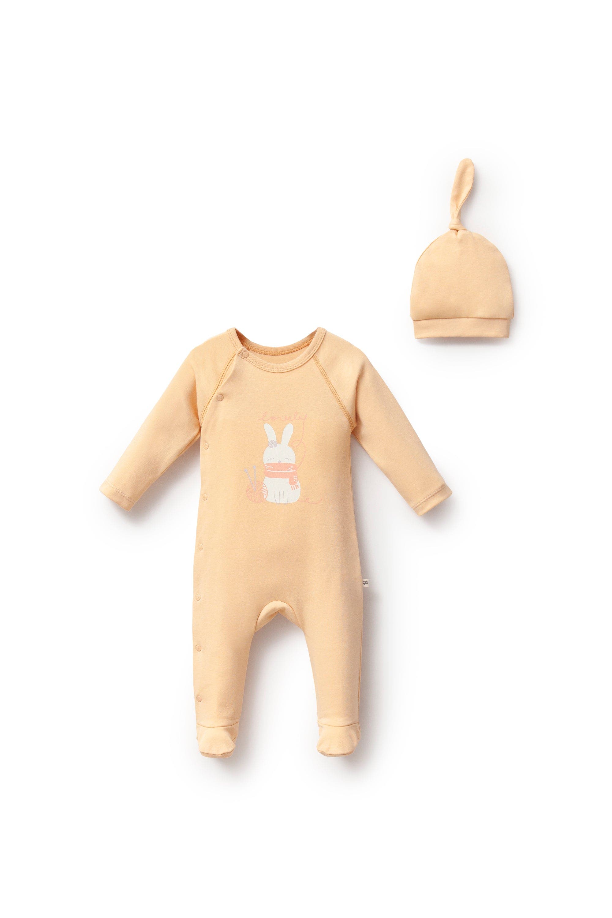moi noi Lovely Bunny One-Piece Set in Orange 
