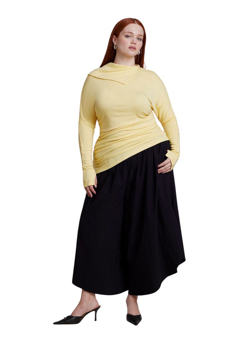 Draped Neck Knit Top (plus), Alternate, color, SUNLIGHT
