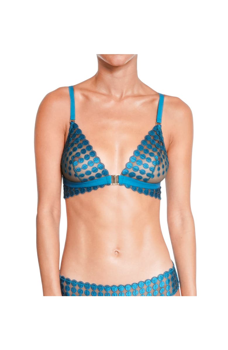 Huit Deco dots Lace Bralette Bra, Alternate, color, Turquoise