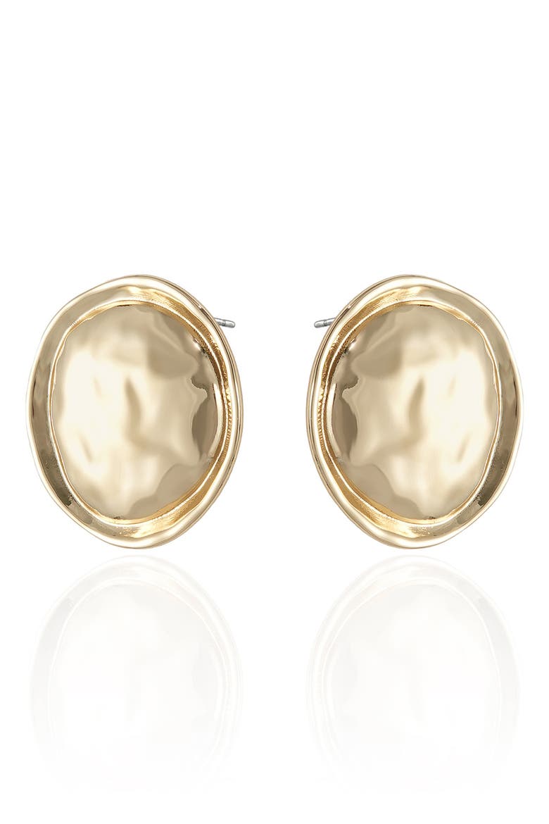Hammered Circle Stud Earrings, Alternate, color, GOLD