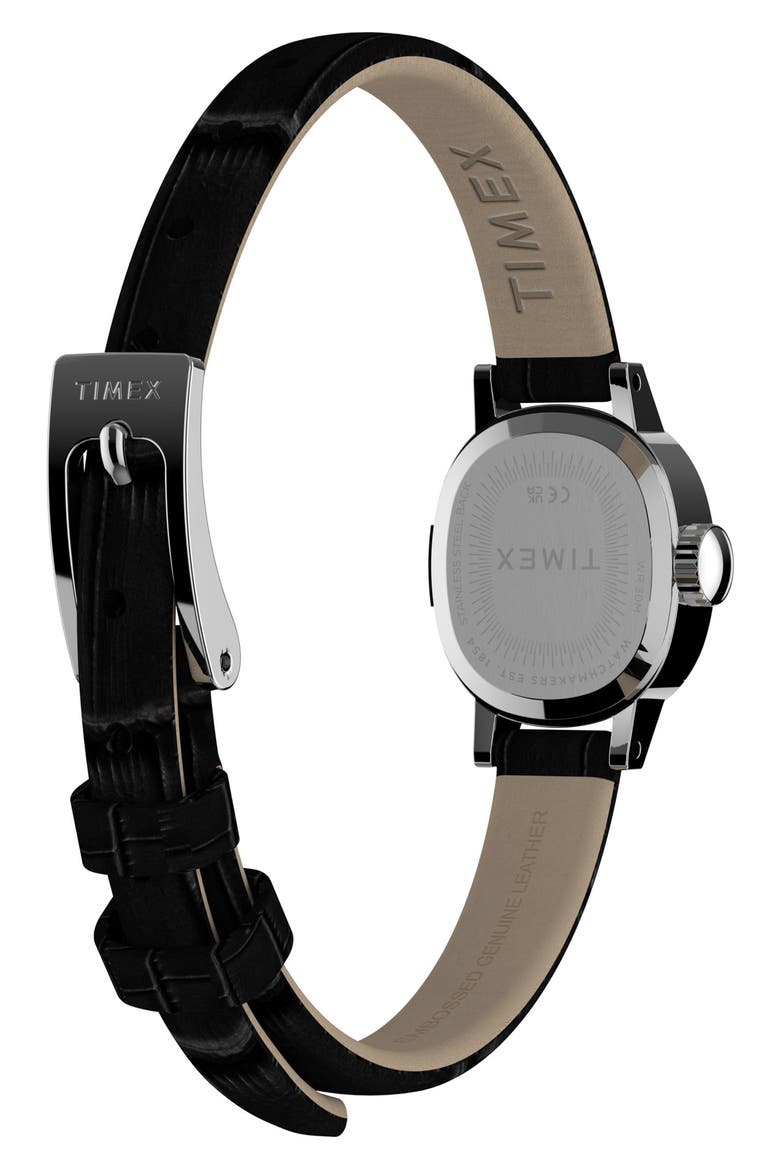 Cavatina Leather Strap Watch, Alternate, color, BLACK