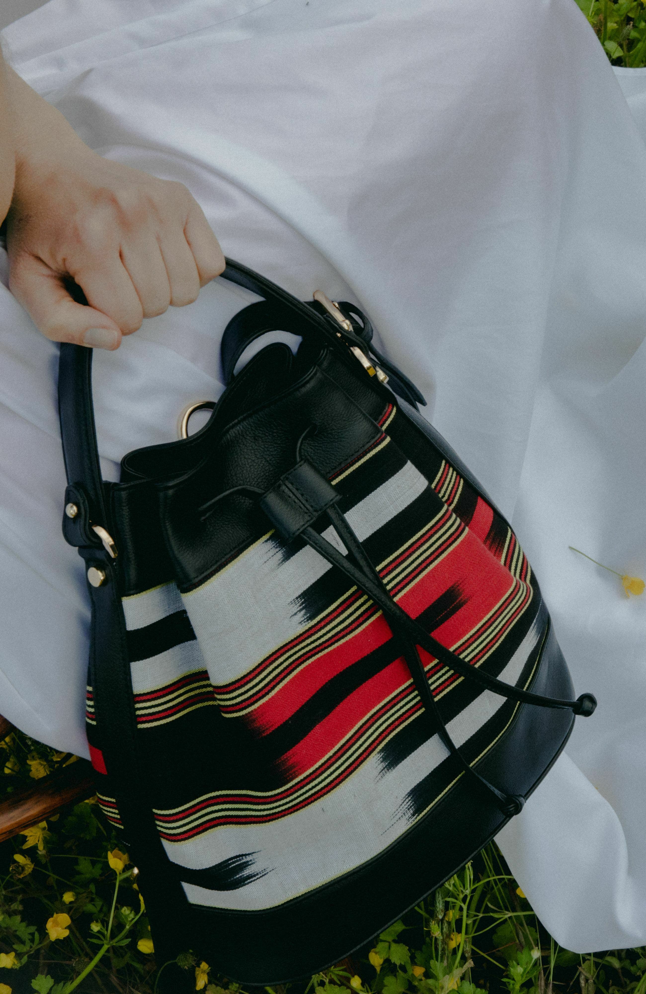 K'ai & Vrosi Leather & Fabric Pattern Convertible Bag, Alternate, color, 