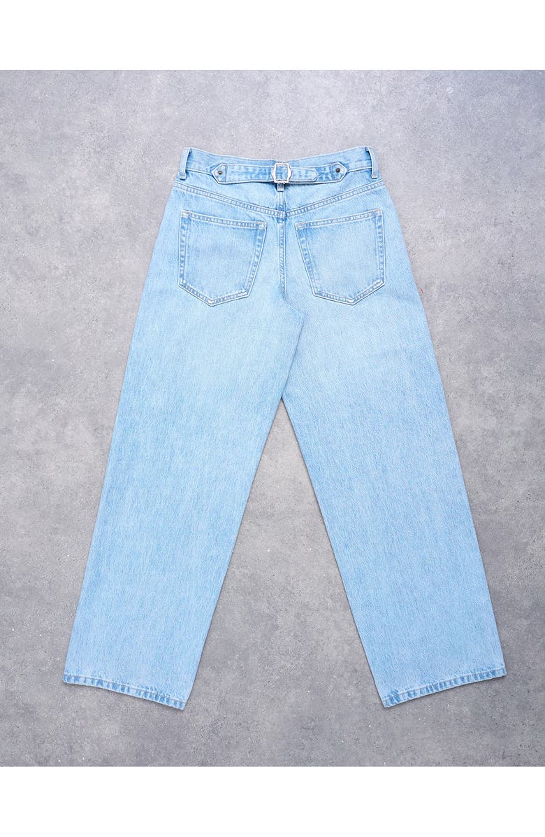 Topshop Cinch Low Rise Relaxed Jeans, Alternate, color, Lblue