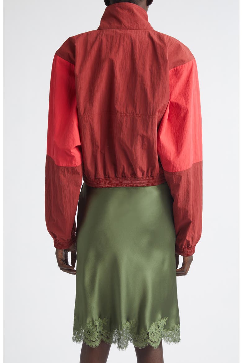 Cassandre Crop Nylon Faille Windbreaker, Alternate, color, ROUGE FONCE