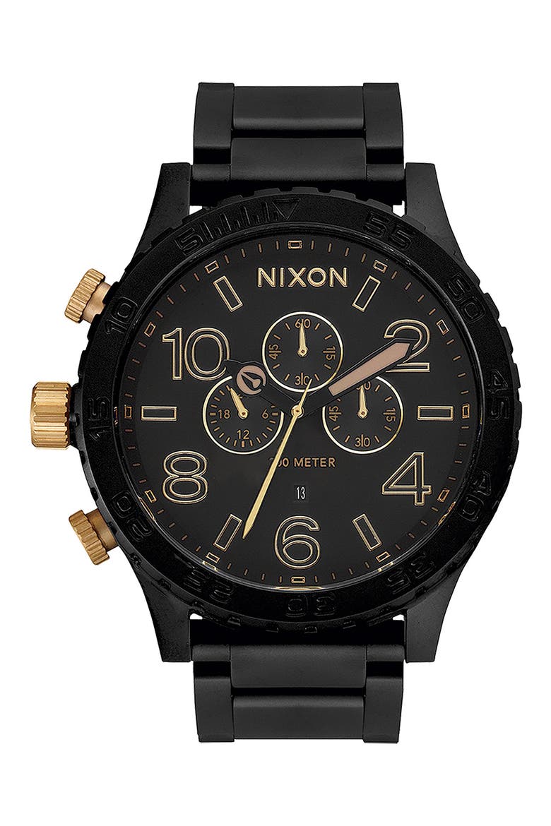 51-30 Chronograph Bracelet Watch, 51mm, Main, color, MATTE BLACK / GOLD