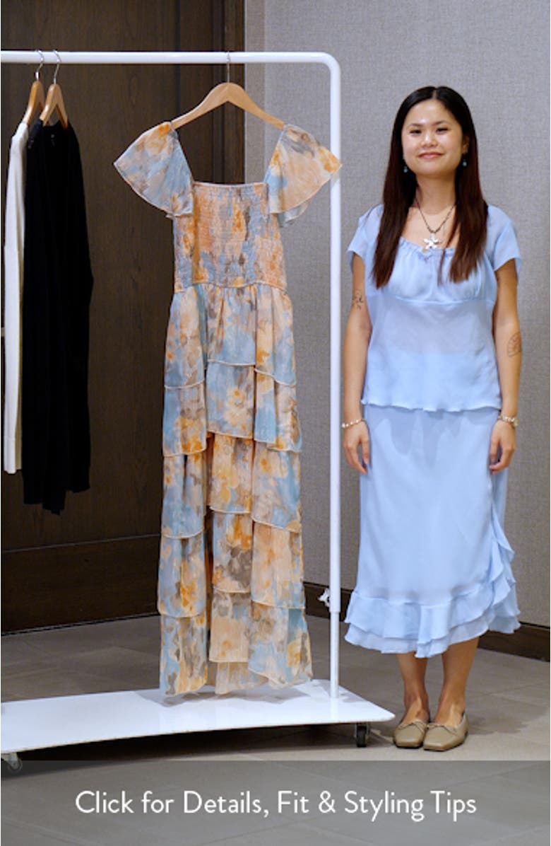 Smocked Bodice Ruffle Maxi Dress, sales video thumbnail