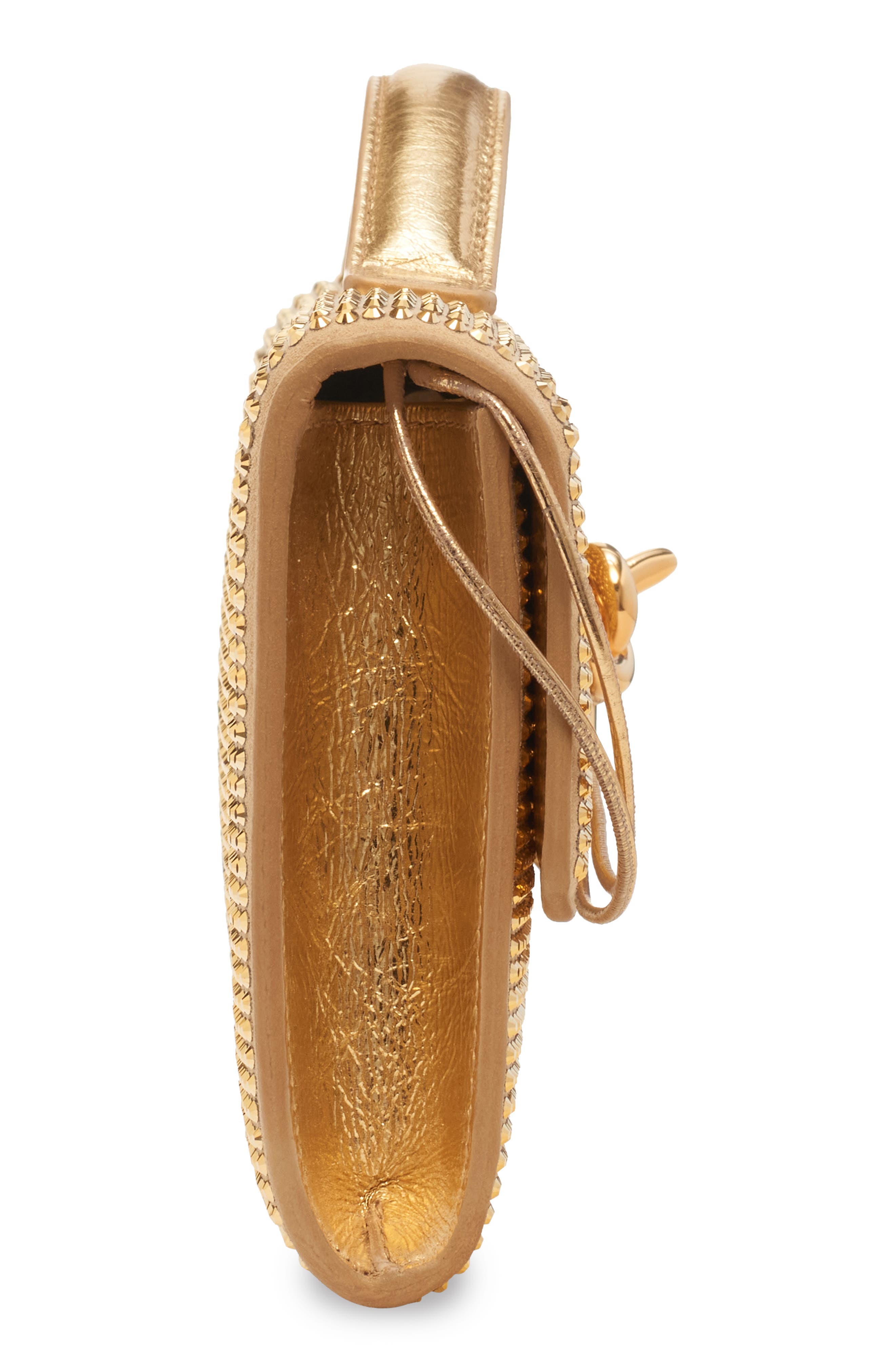 Bottega Veneta Long Andiamo Crystal Embellished Clutch, Alternate, color, 9776 Porridge / Gold