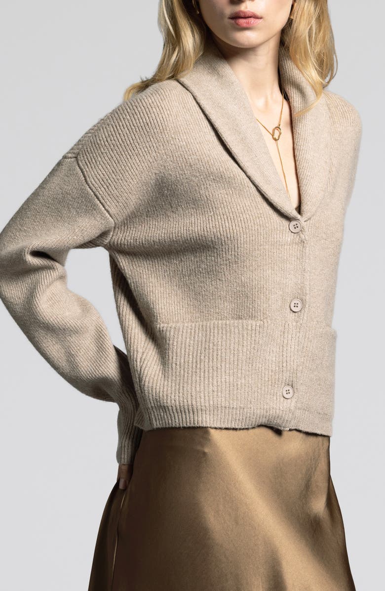WEEKEND LOS ANGELES Candice Shawl Collar Cardigan, Alternate, color, Gravel