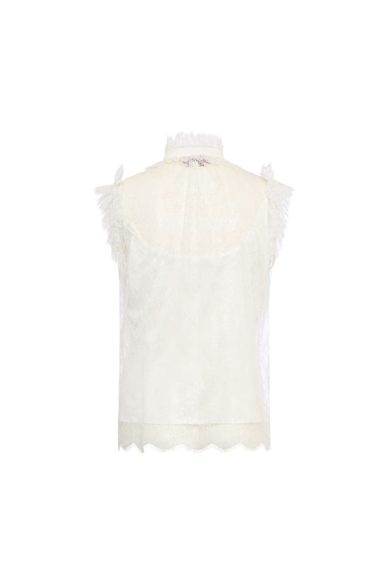 Lace Top With Bow Tie, Alternate, color, Ecru