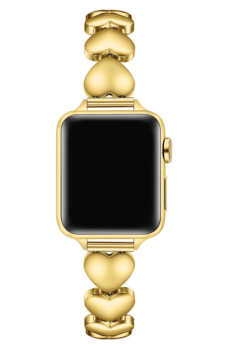 The Posh Tech Aphrodite Heart Bracelet Apple Watch<sup>®</sup> Watchband, Alternate, color, Gold