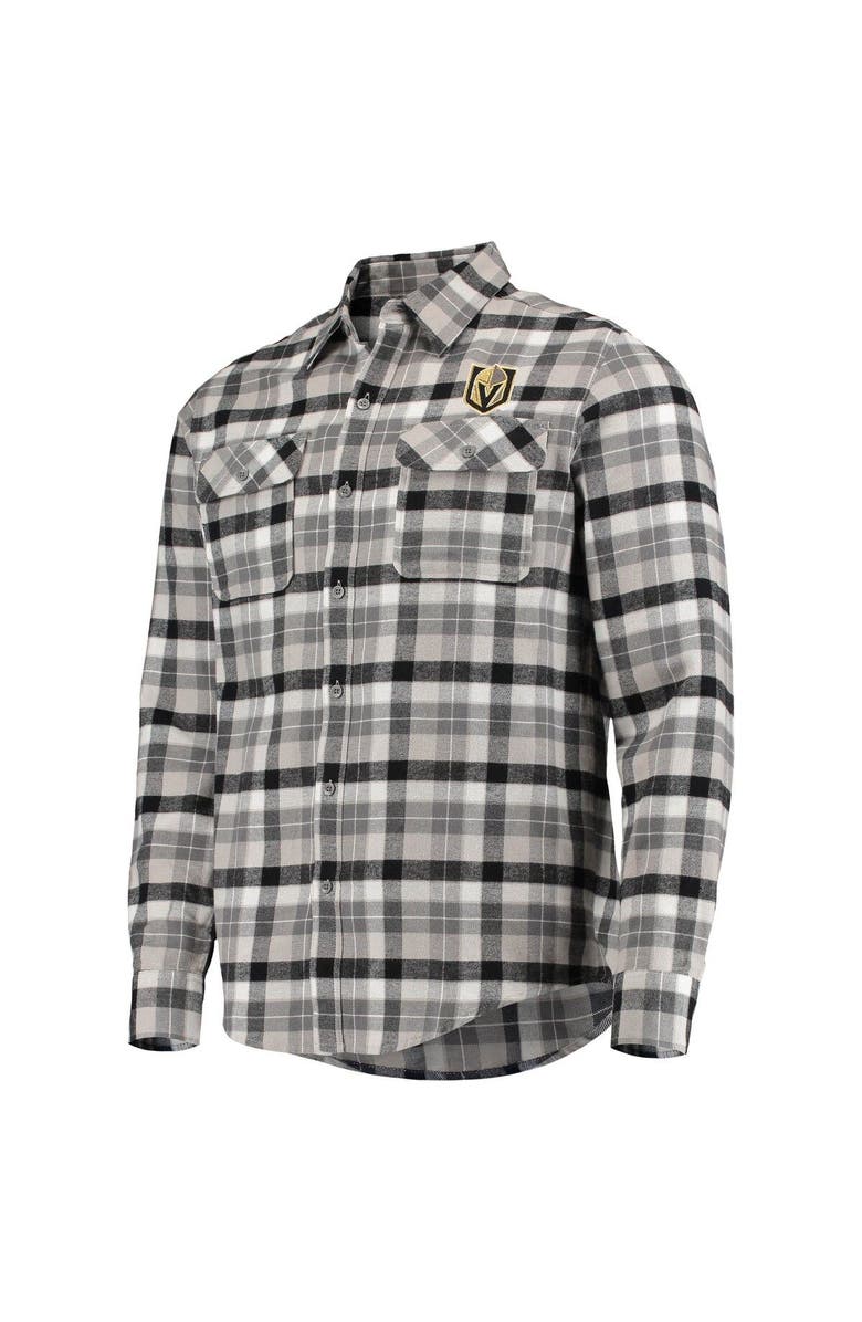 ANTIGUA Men's Antigua Black/Gray Vegas Golden Knights Ease Plaid Button-Up Long Sleeve Shirt, Alternate, color, Black