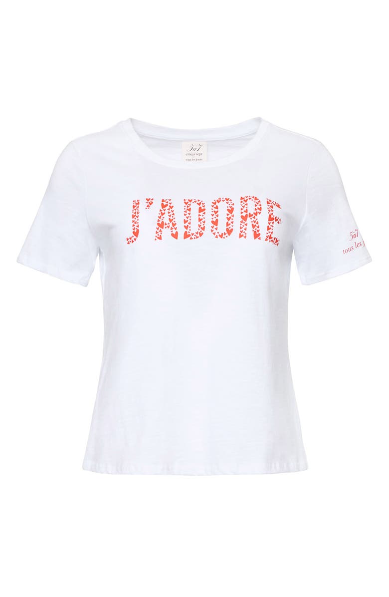 Cinq à Sept J'Adore Heart Cotton Shrunken T-Shirt, Alternate, color, White/ Red Tangerine