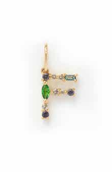 Local Eclectic Solid 9K Gold & Semiprecious Stone Initial Charm