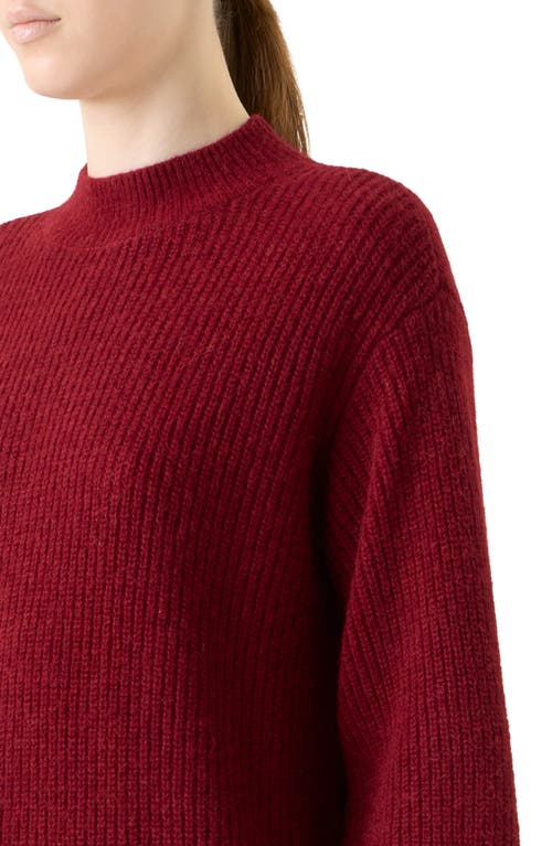 Akris Punto Mock-neck Blouson-sleeve Alpaca Wool Rib Sweater In Red