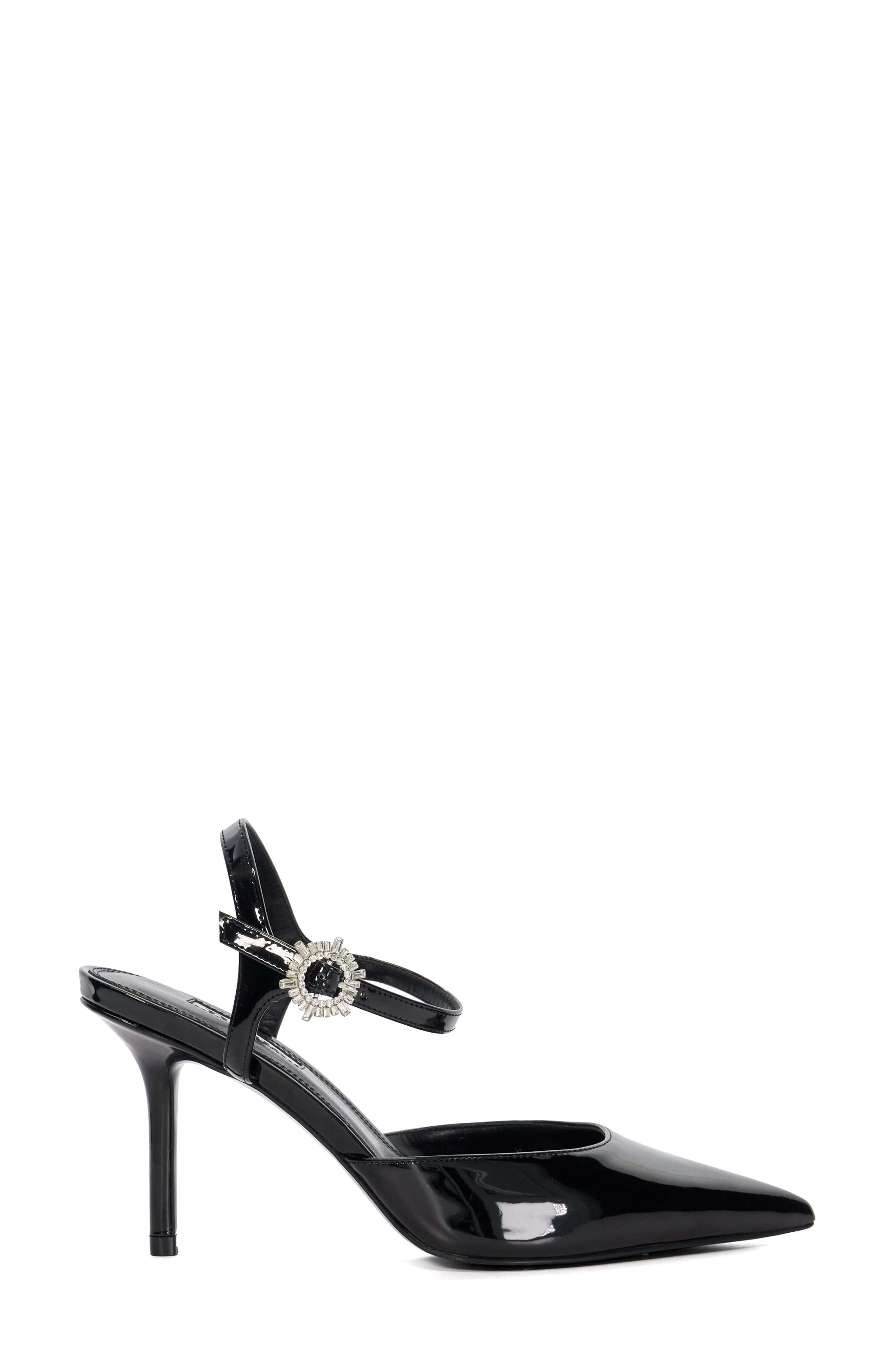 Dune London Channel Ankle Strap Pointed Toe Pump, Alternate, color, Black
