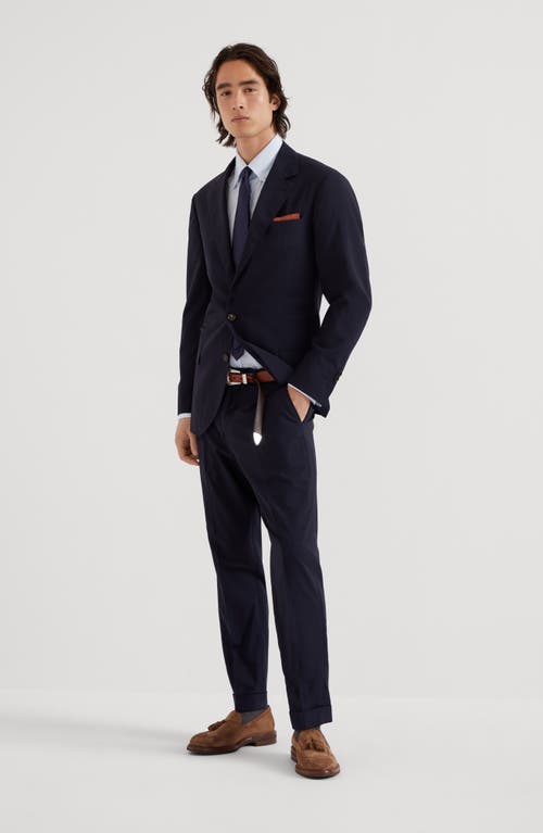 Brunello Cucinelli Super 150s Wool Striped Suit Trousers In Blue