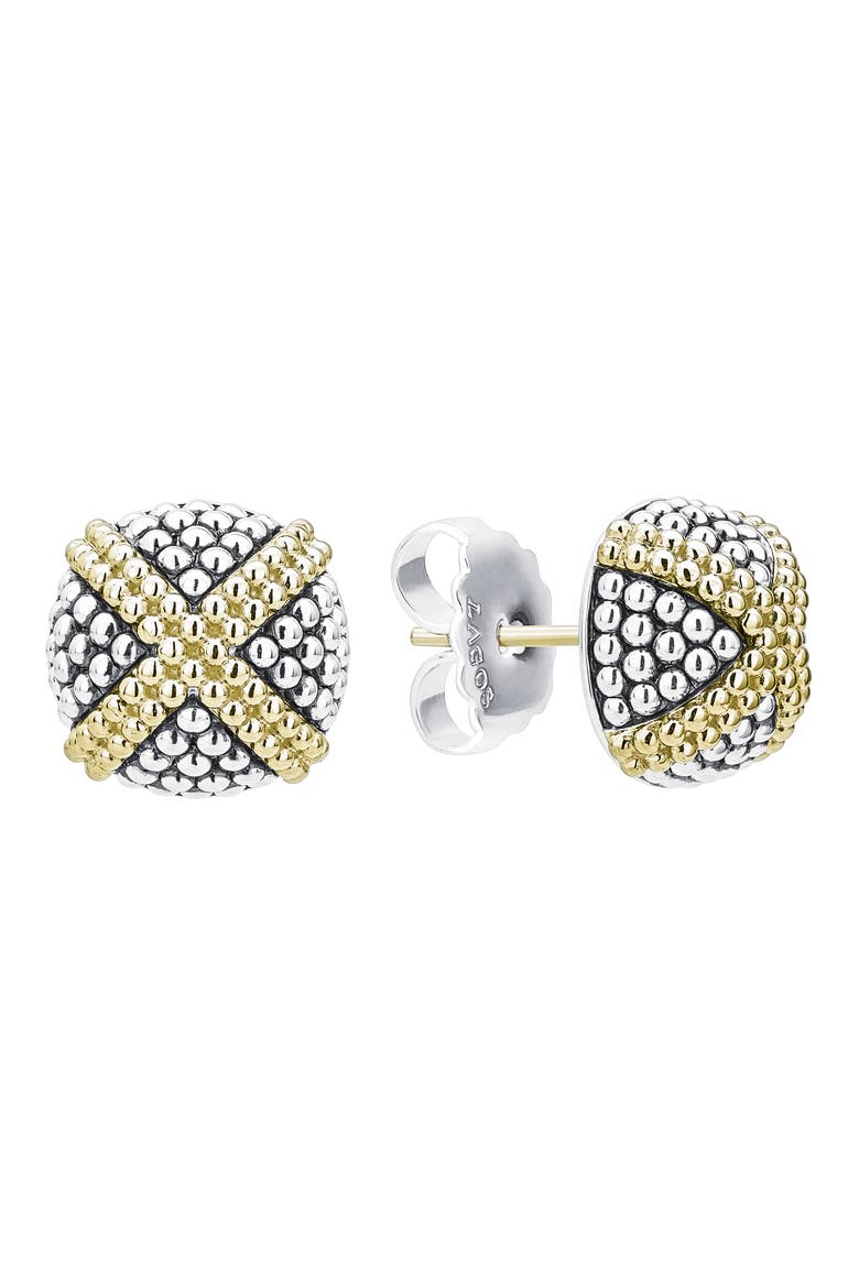 Signature Caviar Large Domed X Stud Earrings, Alternate, color, SILVER