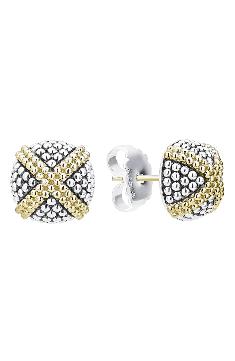 LAGOS Signature Caviar Large Domed X Stud Earrings, Alternate, color, Silver