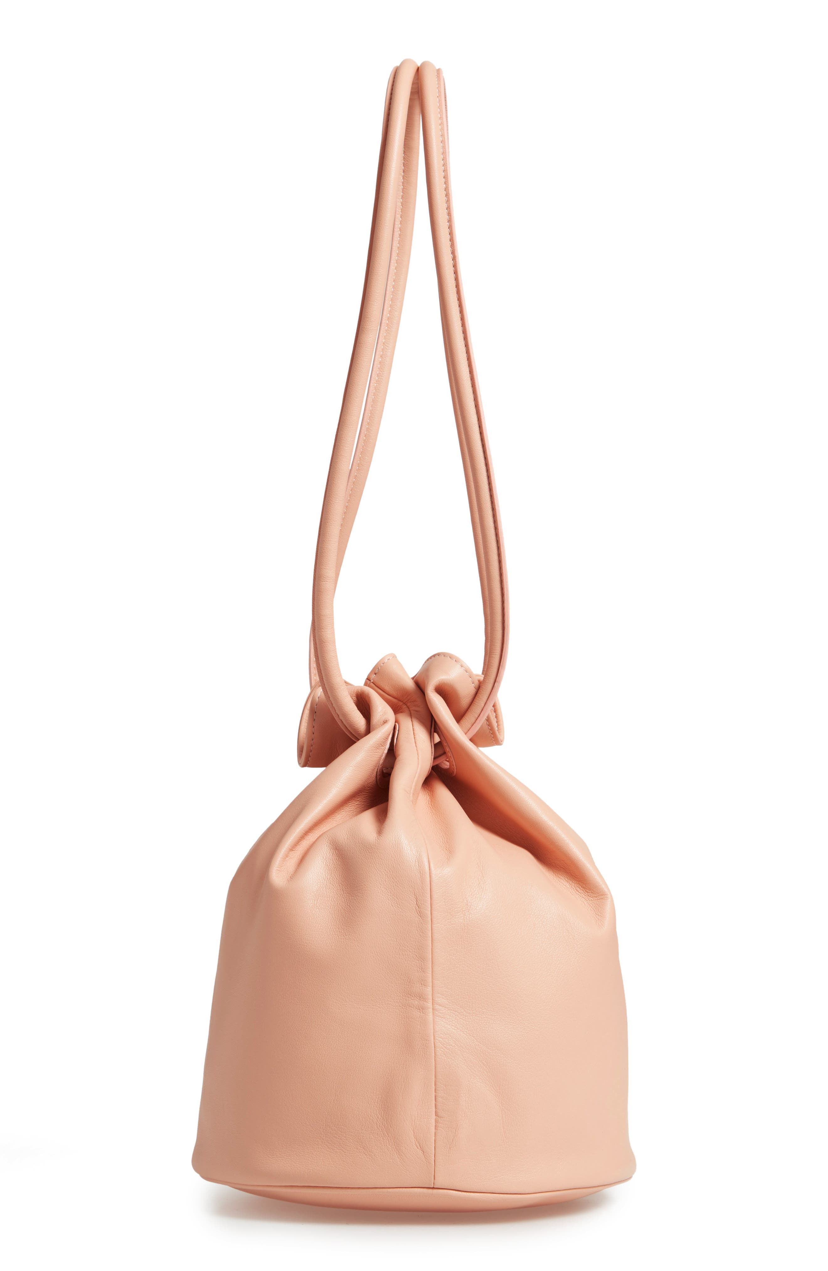 Lambskin Leather Drawstring Pouch, Alternate, color, ROSA