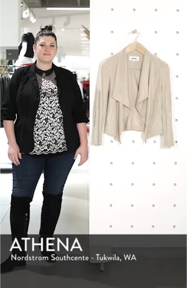 BB Dakota Wade Drape Front Faux Suede Jacket, sales video thumbnail