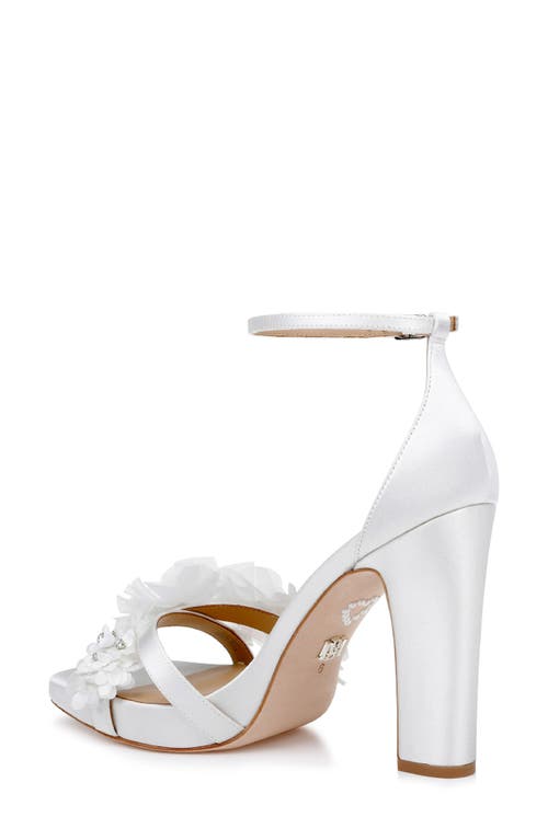 Shop Badgley Mischka Collection Joanna Ankle Strap Sandal In White Satin