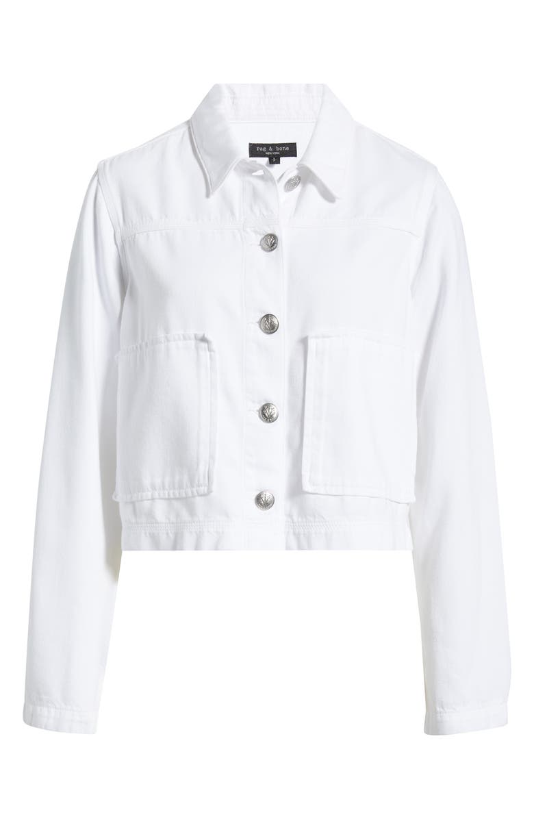 rag & bone Adrianna Denim Trucker Jacket, Alternate, color, White
