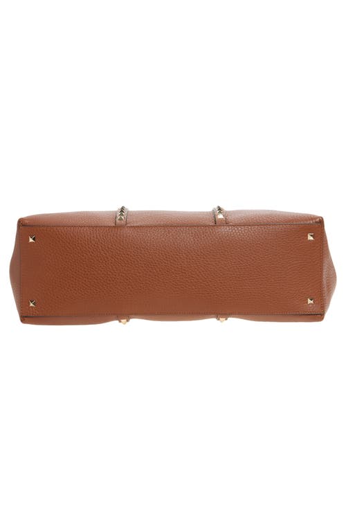 Valentino Garavani Medium Rockstud Leather Tote In Saddle