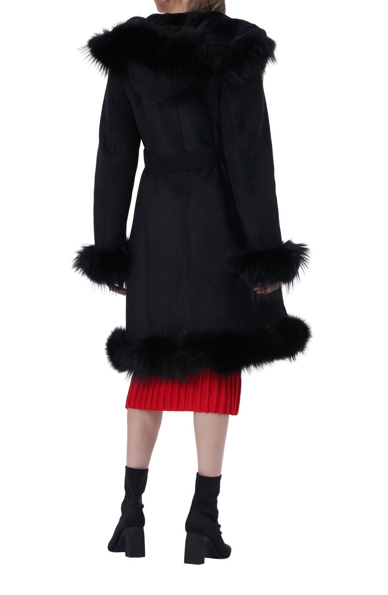 GORSKI Genuine Shearling Short Coat With Genuine Shearling Tuxedo Collar, Hood Trim, Cuffs & Bottom, Alternate, color, Black