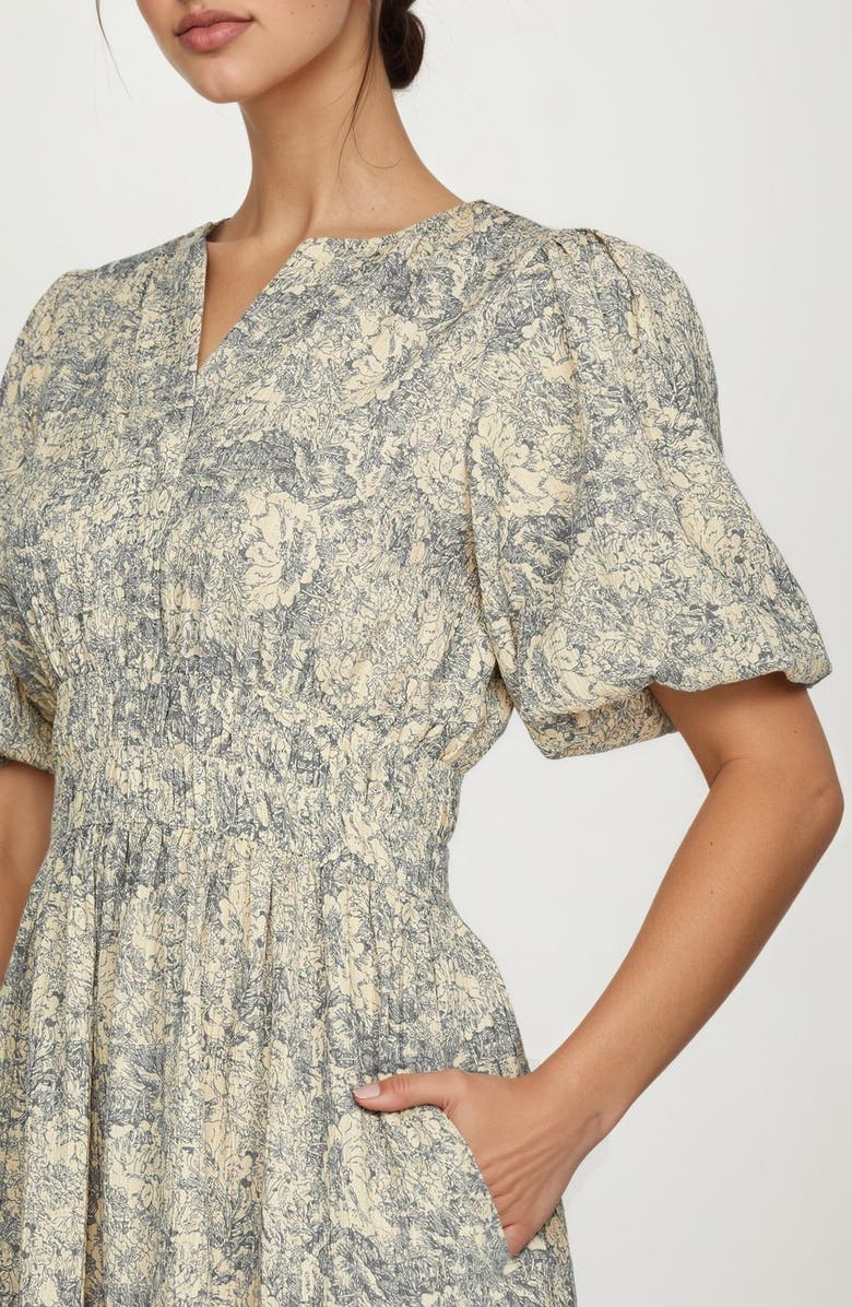 Knit and Lounge Floral Print Smocked Waist Maxi Dress with Short Sleeves, Alternate, color, 