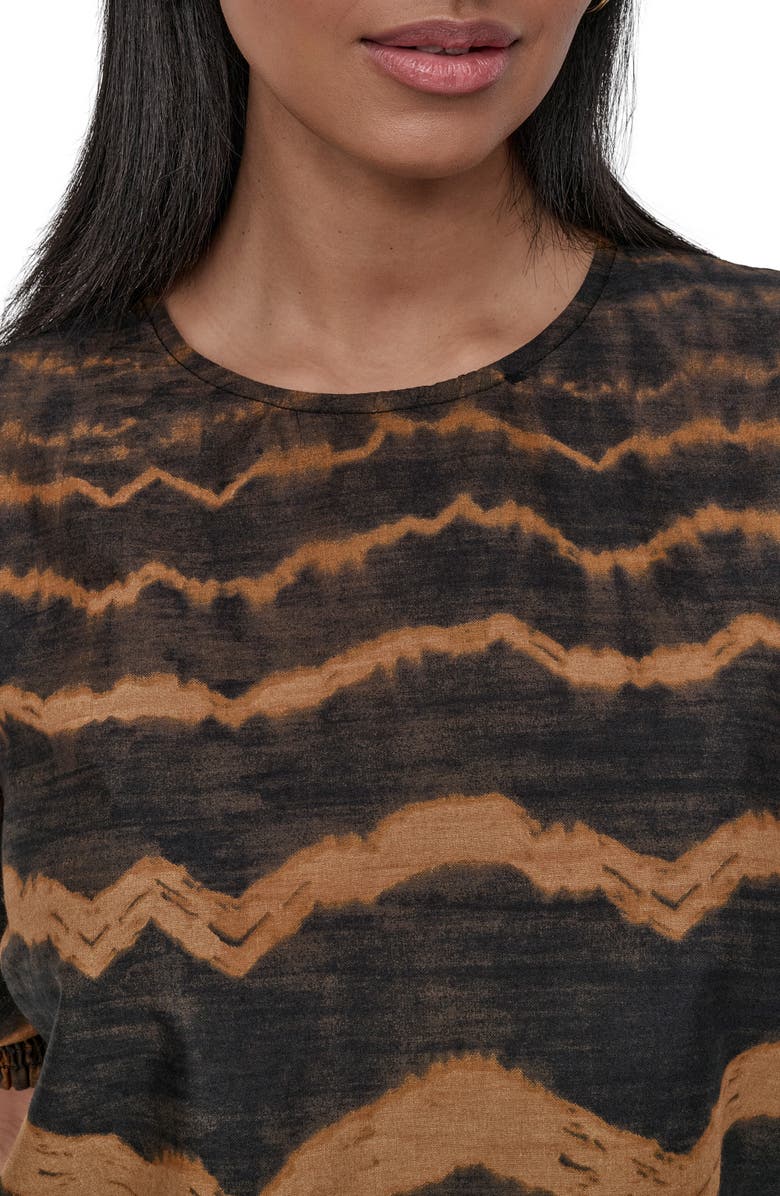 DKNY Abstract Print Puff Sleeve Voile Top, Alternate, color, 