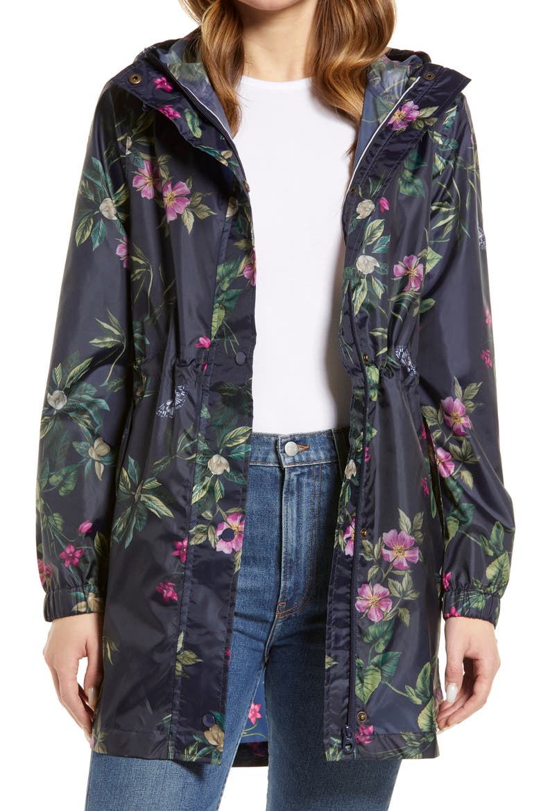 Golightly Waterproof Packable Raincoat, Main, color, SPRING WOOD BOTANICAL NAVY