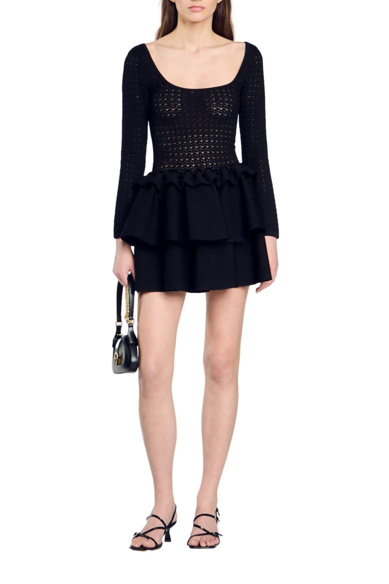 Ruffled dress, Alternate, color, Black