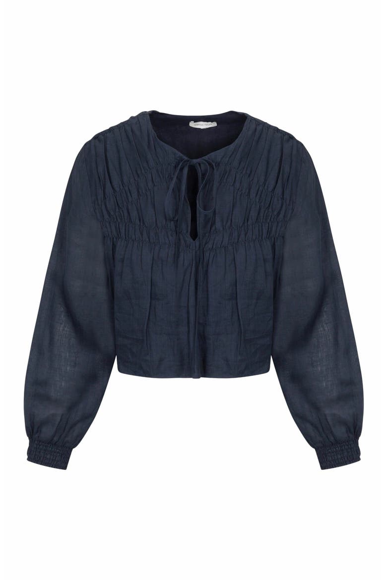 Anya Ramie Blouse, Alternate, color, NAVY