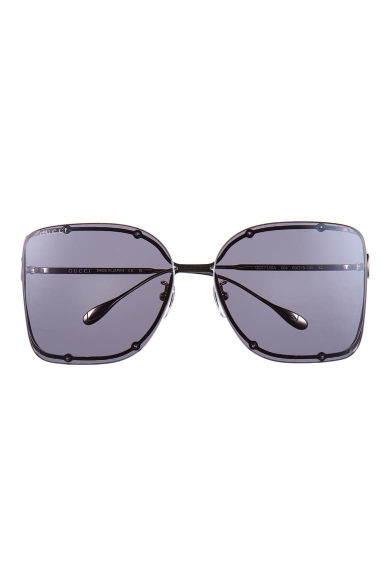 60mm Square Sunglasses, Main, color, SILVER SILVER VIOLET
