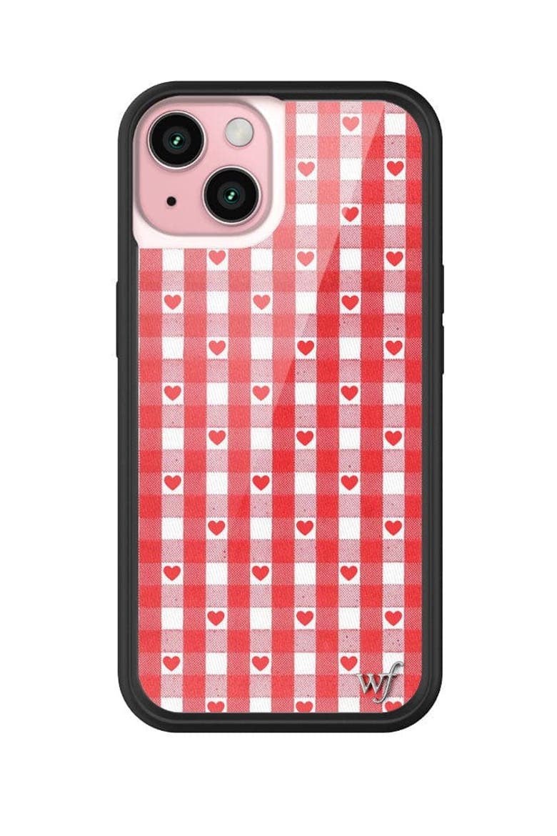 Gingham Hearts | Red iPhone Case, Alternate, color, Red