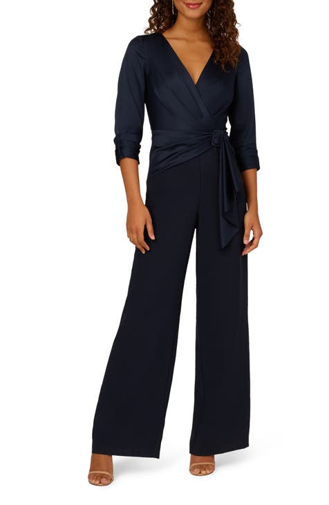 Adrianna Papell Black Velvet store Tulip Hem Flyaway Jumpsuit Size 14