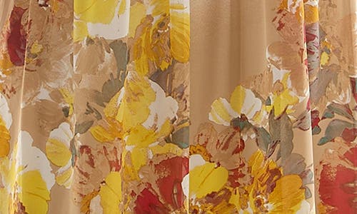 Nina Leonard Floral Sleeveless Tiered Chiffon Maxi Dress In Tan Wine Multi