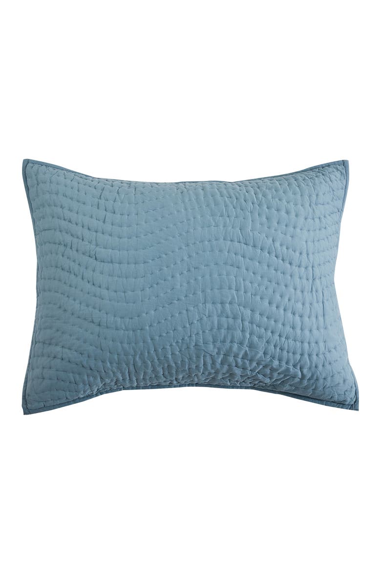 Voile Solid Cotton Quilt & Sham Set, Alternate, color, SLATE BLUE