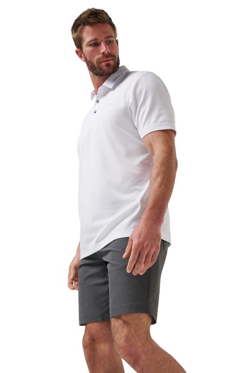 Travismathew Travel Year Flat Front Shorts In Grey Pinstripe