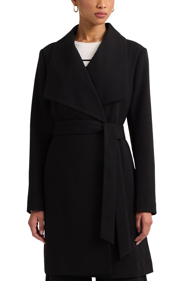 Lauren Ralph Lauren Drape Front Crepe Jacket, Alternate, color, Black