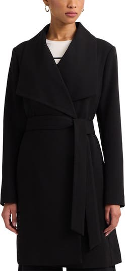 LAUREN RALPH LAUREN ノーカラーコート ブラック XXS Lauren Ralph Lauren Drape Front Crepe Jacket | Nordstrom
