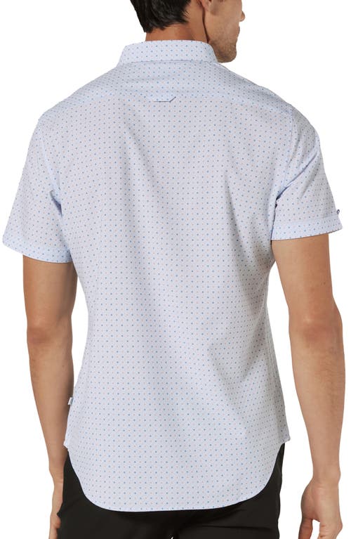 7 Diamonds Colson Medallion Print Short Sleeve Performance Button-up Shirt In Blue